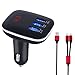 NOVASAT Car Charger Bluetooth FM Transmitter Dual USB Charging Port for Mobile Phones and Tablets Wireless In-car Hands-Free Talk Music Adapter Supports Micro SD TF Card and USB Play