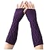 Generic Women's Knitted Crochet Winter Warmer Braided Arm Fingerless Soft Gloves, Grey