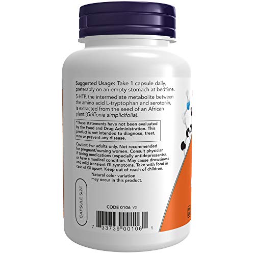 NOW Supplements, 5-HTP (5-hydroxytryptophan) 100 mg, Neurotransmitter Support*, 120 Veg Capsules - Image 3