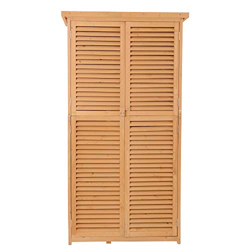 Outsunny Armoire de Jardin abri Jardin Remise pour Outils sur Pied dim. 87L x 47l x 160H cm 2 étagères Portes persienne Toit bitumé étanche Bois Massif pin pré-huilé