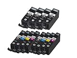 HI-VISION HI-YIELDS Â® Compatible Ink Cartridge Replacement for Canon PGI-225 + CLI-226 (4 Large Black, 2 Small Black, 2 Cyan, 2 Yellow, 2 Magenta, 12-Pack), Office Central