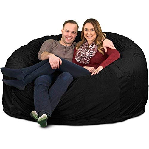 ULTIMATE SACK Bean Bag Chairs in Multiple Sizes and Colors: Giant Foam-Filled Furniture - Machine Washable Covers, Double Stitched Seams, Durable Inner Liner. (6000, Black Fur)