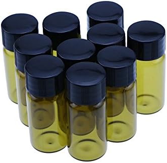 QISTAR 10pcs 10ml Brown Liquid Amber Sampling Sample Glass Bottles Vials with Screw Cap for Essential Oils Chemistry Lab Chemicals Colognes and Perfumes