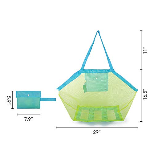 Yingyi Beach Mesh Tote Bag Beach Toys Organizer Storage Bags Sand Away Bag Beach Toy Tote Beach Toy Bag for Kids Mesh Beach Bag for Toys Beach Storage Pool Boat - Thumbnail 7
