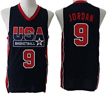 Mens Jordan #9 USA Dream Team Blue Stitched Basketball Jersey Size M