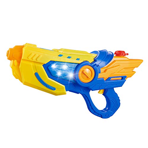 Electric Water Gun Squirt Guns Fully Automatic Water Blaster with Led Light High Capacity Long Range Waterproof Battery Cover for Kids Adult for Pool Party Outdoor Beach Water Fighting (Blue)
