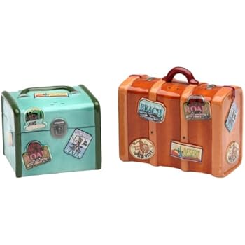 Appletree Design Road Trip Luggage Salt and Pepper Set, 2-3/8-Inch, 1-3/4-Inch
