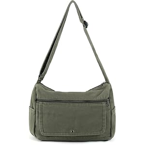 Canvas Messenger Bag for Women, Vintage Hobo Crossbody Shoulder Bag, Satchel Handbag with Multiple Pockets