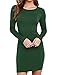 Face N Face Women's Knitting Sexy Casual Long Sleeve Short Dress Green Medium