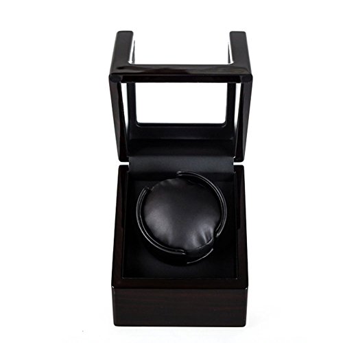 Driklux Automatic Single Watch Winder with Quiet Motor,Premium Solid Wood Exterior and Soft Watch Pillows(Black&Red High Gloss Finish+Black PU)