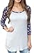KufvWomens Prints Florals 3/4 Sleeve Crew Neck Top Tshirt