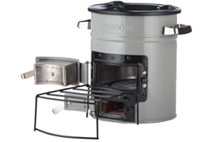 EcoZoom Rocket Stove – Heavy Duty Dual Fuel (Wood & Charcoal) Portable Camping & Emergency Stove, Insulated Body, Refractory Linings, Cast-Iron Cookware Compatible