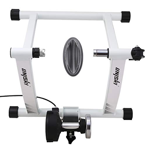 unisky Indoor Exercise Cycling Fitness Magnetic Bicycle Trainer Stand- Variable 6 Levels of Resistance Bike Trainer for 26-28 Wheels (White)