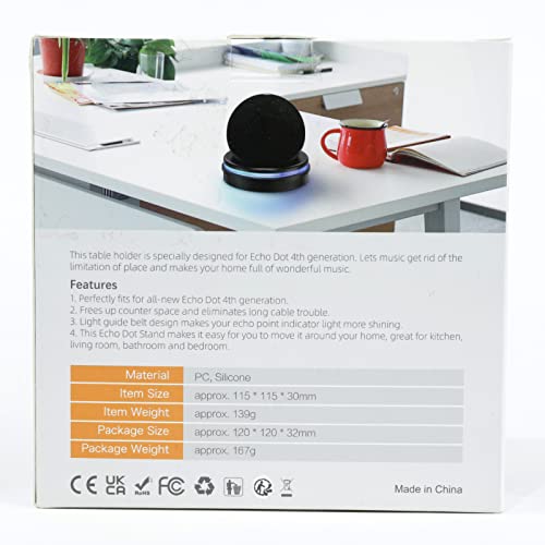 CIRYCASE Soporte para Dot (4.ª Generación), Soporte Mesa para Dot 4 con Guía de Luz Efecto Halo Mejorado, Accesorios Base Ahorro Espacio con Gestión de Cables Incorporada para Dormitorio