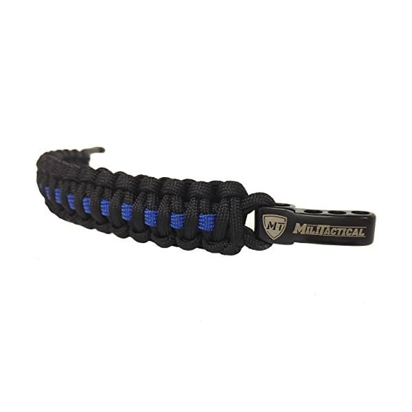 MiliTactical-Thin-Blue-Line-Paracord-Bracelet-Police-Lives-Matter-Sizes-7-8-8-9-AdjustableStainless-Shackle
