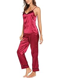 Pijamas de satén de seda, ropa de dormir de cami ropa de noche suave lencería PJ Set