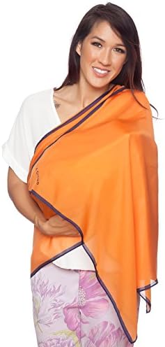 5-IN-1 100% Mulberry Silk Nursing Cover, Scarf, Shawl, Beach Cover Up, & Lingerie Accessory ORANGE by Lola Cheng