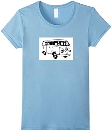 Womens Vintage German Made 1960's Microbus Van Graphic Men's Shirt Small Baby Blue