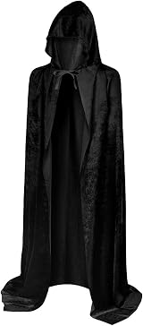 AOOWU Black Hooded Cape 150cm Halloween Witch Vampire Cosplay Costume view 8