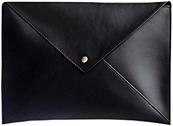 Jia Hu 1Pc Leather Slim Laptop Sleeve Envelope Briefcase Notebook Tablet Carry Document Organizer Black