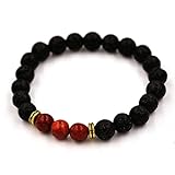 JSPOYOU Promotions Women Men Agate Lava Stone Transport Bead Bracelet Tibet Charm Bracelets (Red)
