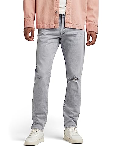 G-Star Para Hombre 3301 Slim Fit Jeans, Gris (sun faded ripped skyrocket 51001-D324-D901), 26W / 32L