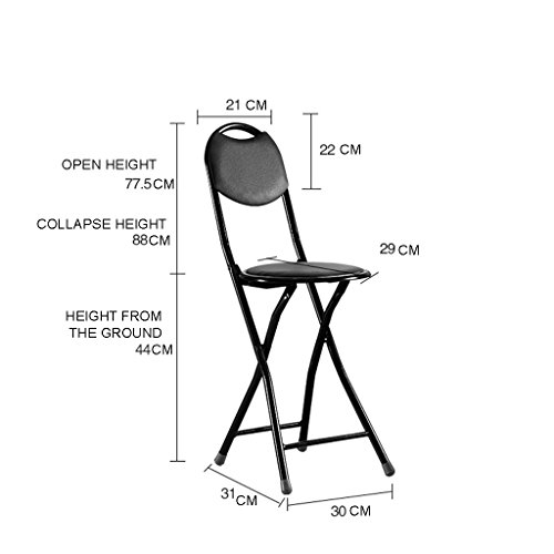 Folding Chairs Dining Chair Round Stool Folding Stool with backrest high Stool Chair Home bar Stool (Color : Black, Size : 303277.5CM) - Thumbnail 6