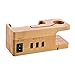 Apple Watch Stand, WOYYLBP Usb Charging Station With 3 USB Ports 3.0 Hub for all Android Smartphone and iphone, iWatch, iPhone 7/7plus/6 Plus/6/iPad Mini/iPod (Bamboo Wood)
