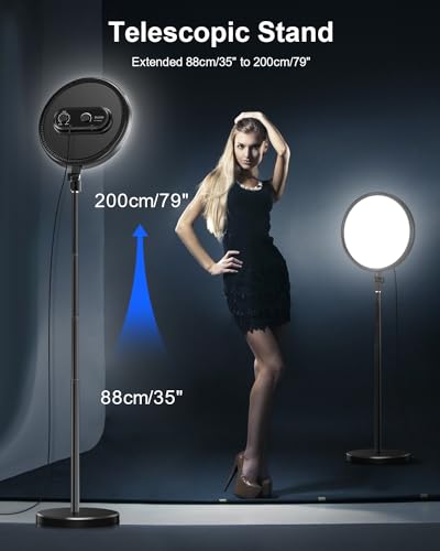 Tobeape 13" Large Ring Light 79" Stand, LED Full-Screen Photography Light with Remote & Phone Holder, 6500K Dimmable Professional Video Light for Selfie/Makeup/Live Streaming/YouTube/TikTok/Meeting