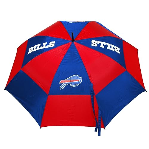 Team Golf NFL Buffalo Bills Golf Umbrella 62" Golf Umbrella with Protective Sheath, Double Canopy Wind Protection Design, Auto Open Button