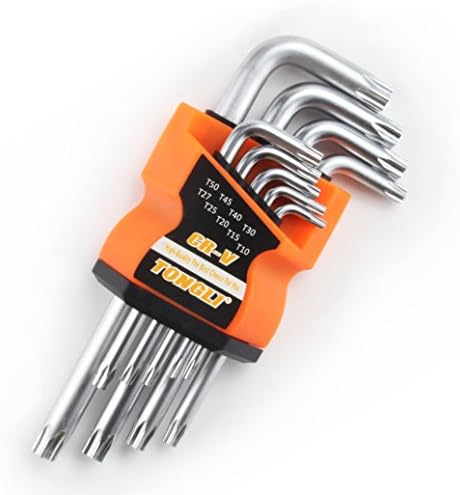 STARRICH Long Arm Key Bit Wrench Allen Tool Set Anti Tamper Proof Torx L-Shape Hex Star Key Set T10-T50, 9-Piece