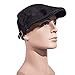 2 Pack Men Breathable mesh Summer hat Newsboy Beret Ivy Cap Cabbie Flat Cap, Adjustable one size, Black/White