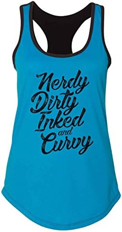 Funny Saying Womens Tanks Nerdy Dirty Inked and Curvy - Royaltee Trendy Shirts Collection