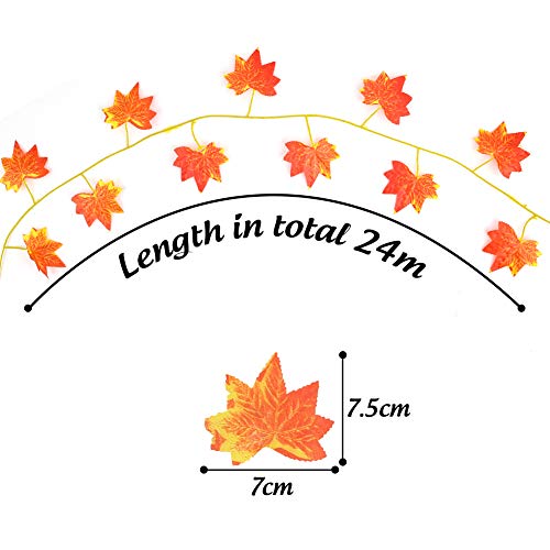 VGOODALL Künstliche Herbst Girlande, 16 STK. Eukalyptus Girlande Strähnen Künstliche Ahorn Blätter Autumn Leaves Girlande für Garten Hochzeit Party Wanddekoration