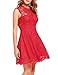 ANGVNS Women Long Sleeve Floral Lace See Through Backless Fit and Flare Cocktail Dress With Lining