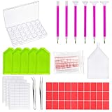 Outuxed 78Pcs Diamond Painting Tools 5D DIY Diamond Painting Accessories Cross Stitch Tool Set with 28 Slots Diamond Embroidery Box and Stickers for Art Crafts
