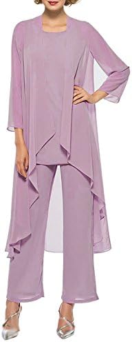 HIDRESS Women's Three Pieces Mother of The Bride Dresses Chiffon Pant Suits BQ133