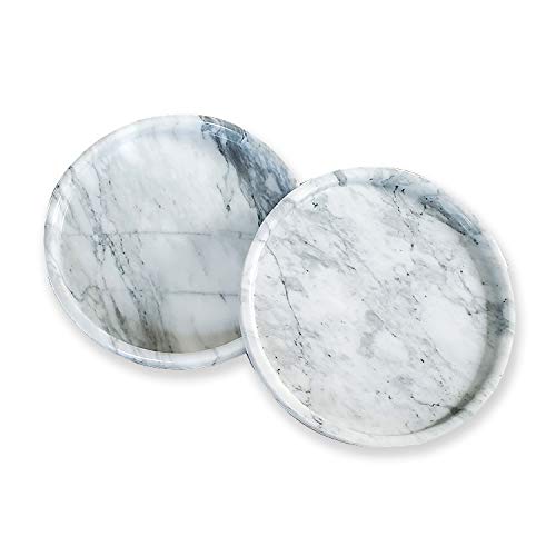 10" Genuine Marble Round Vanity Tray, Bathroom Tray, Jewelry Purfume Tray Pricepulse