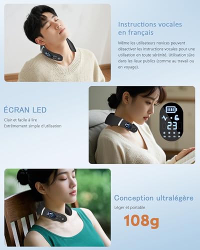 Neck Massager, 6 Heads Portable Electric Massager with 42°C Thermal Therapy, 12 Modes 22 Levels, Smart Voice Function, LCD Display, Suitable for Home and Office