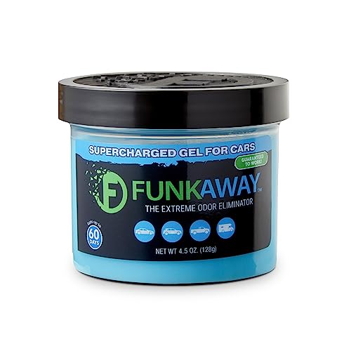 FunkAway Supercharged Gel for Cars, 4.5 oz., Extreme Odor Eliminator Soaks Up and Removes Smells in Cars, SUVs, Trucks and RVs for Long-Lasting Results