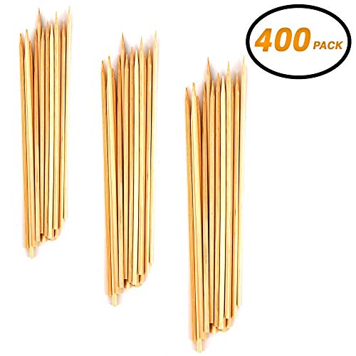Srenta 6" Premium Natural BBQ Bamboo Skewers Sticks for Shish Kabob, Grill, Appetizer, Fruit, Corn, Chocolate Fountain, Cocktail and More, 400 Pcs - Thumbnail 4