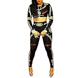 New Black Punk Rock Women Sexy Cool Long Sleeve Bandage Two Piece Tops Pants Set