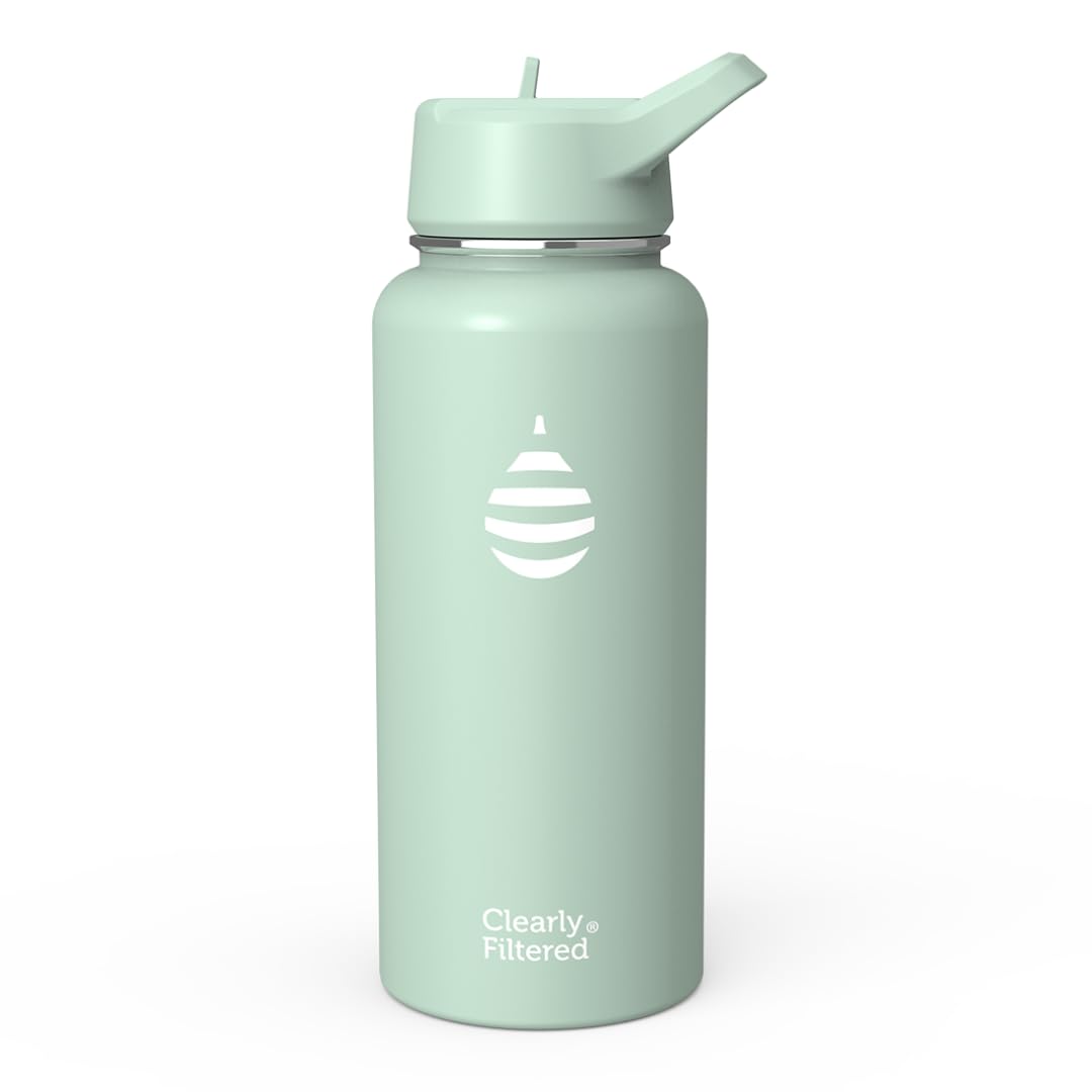 Photo 1 of Clearly Filtered Water Bottle | Removes 220+ Contaminants, Double-Wall Insulated Stainless Steel, BPA/BPS Free, Phthalate Free, Filters Flouride Lead Chlorine (32oz, Mint)