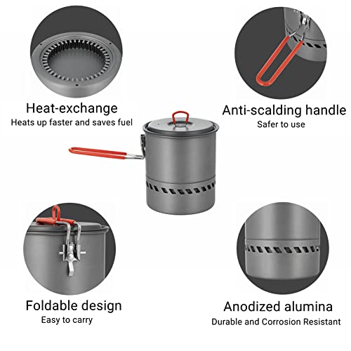 Bulin Camping Cooking Pot Heat Exchanger Outdoor Camp Pot 1.5 Liter