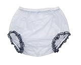Haian Adult Incontinence Pull-on Plastic Pants Lace Panties Color Transparent White With Black Lace (X-Large)