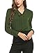 ACEVOG Womens Casual Chiffon Ladies V-Neck Cuffed Sleeve Blouse Tops (XX-Large, Army Green)