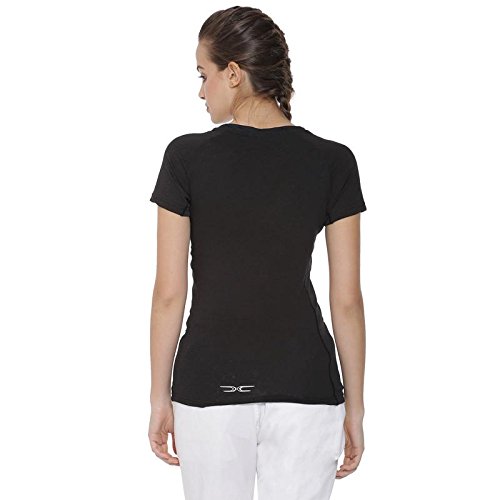 campus sutra solid women round neck black sports jersey