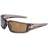 Honeywell Uvex Hypershock Safety Glasses, Brown Frame with Gold Mirror Lens &amp; Anti-Scratch Hardcoat (S2964) 5.6 x 1.7 inch