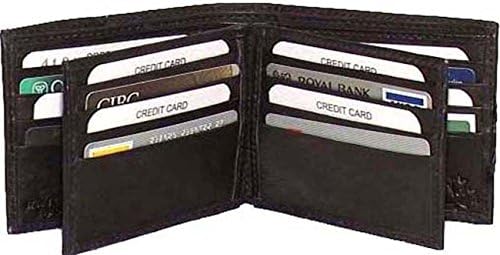 Genuine Leather Men's Lambskin RFID Wallet BLK 21 Cards #4291 US