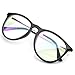 PenSee Womens Fashion Oversized Clear Lens Round Circle Eye Glasses (Black)
